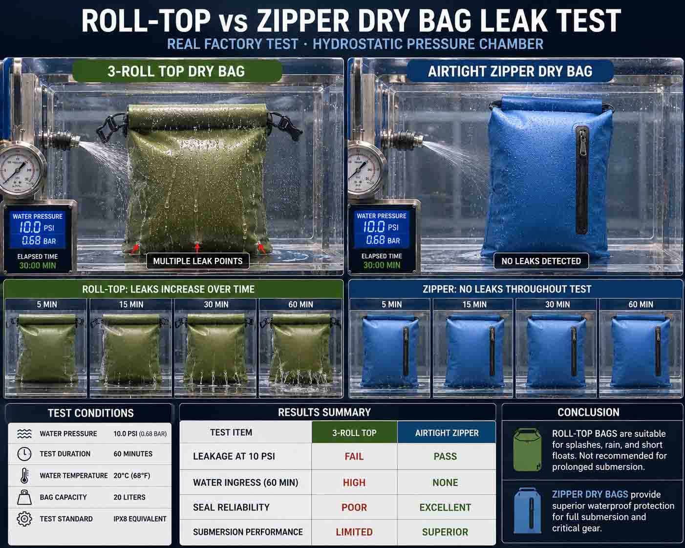 Roll-Top vs Zipper Dry Bag: Den vandtætte myte eksploderede